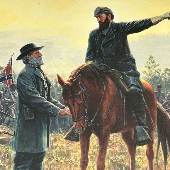 Mort Kunstler Print "The Last Meeting" Wood Framed 12" x 12" x 2.75" - Picture 3 of 12